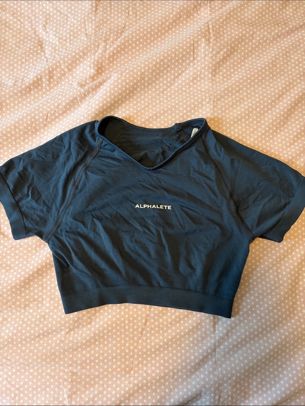 Alphalete Navy Short Sleeve Crop Top